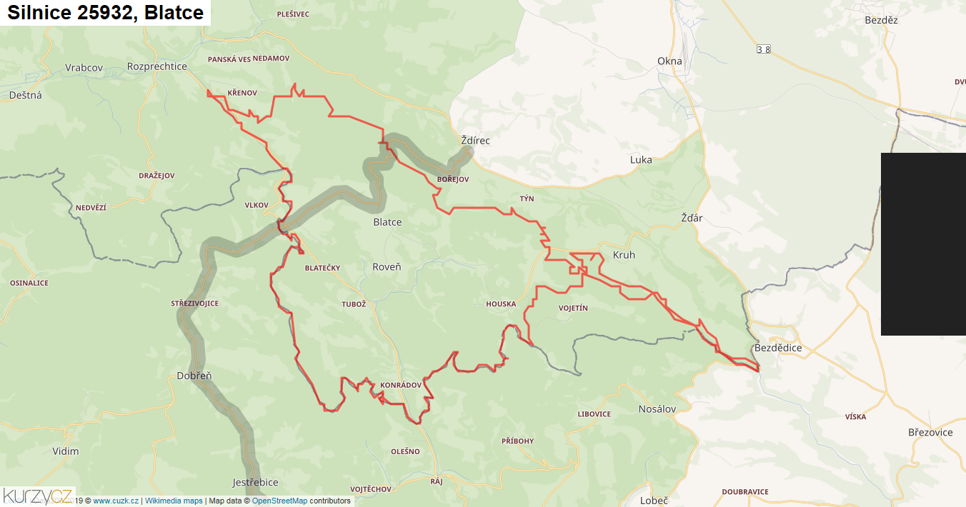 Blatce, Silnice 25932 - Mapa