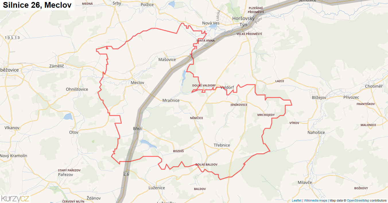 Meclov, Silnice 26 - Mapa