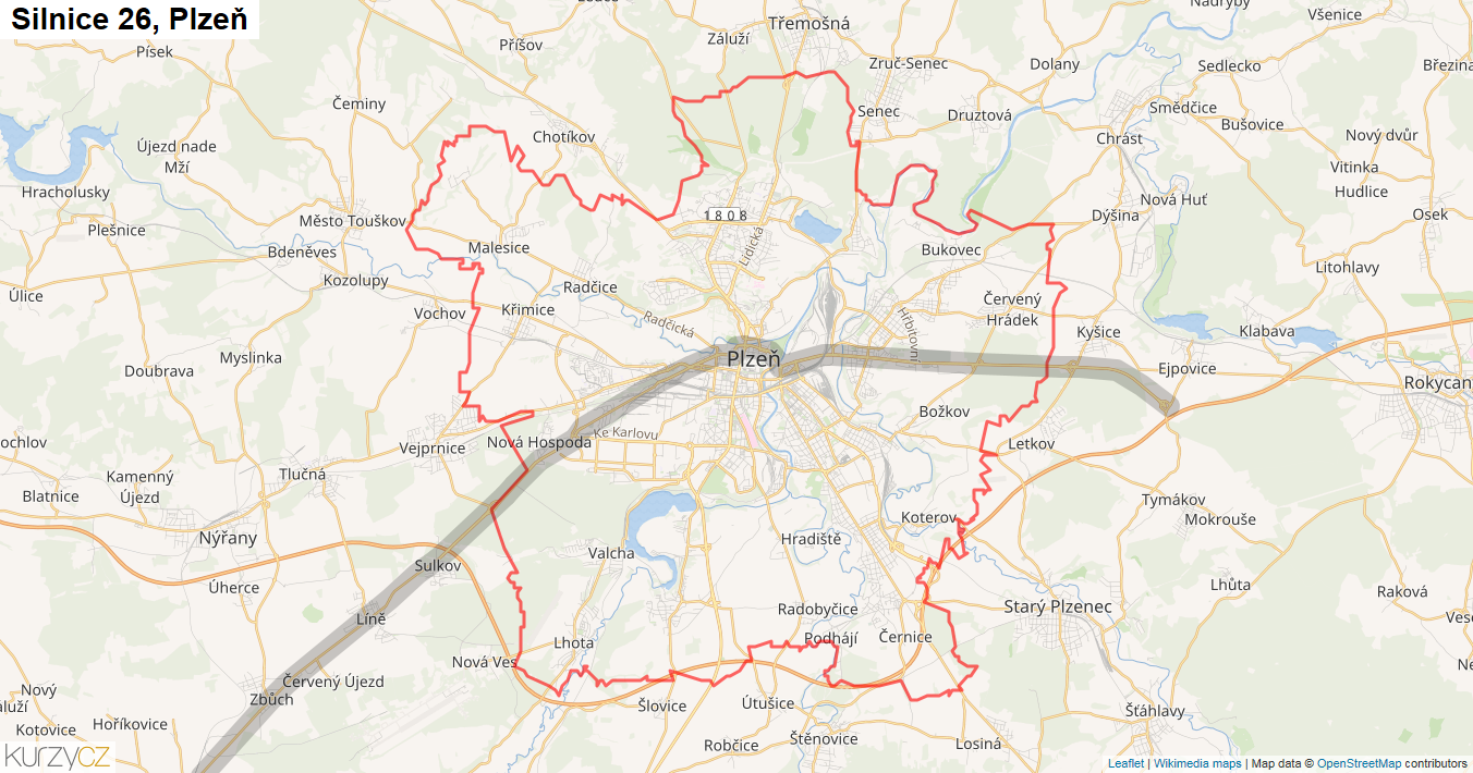 Plzeň, Silnice 26 - Mapa
