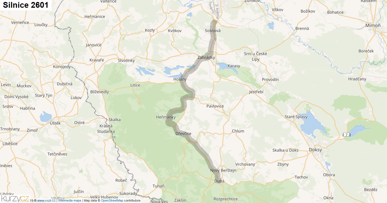 Silnice 2601 - mapa Silnice 2601