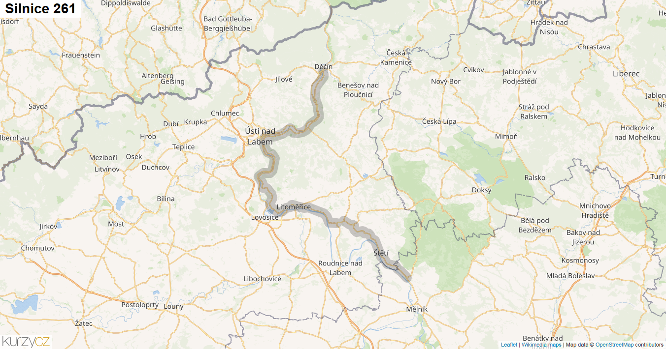 Silnice 261 - mapa Silnice 261