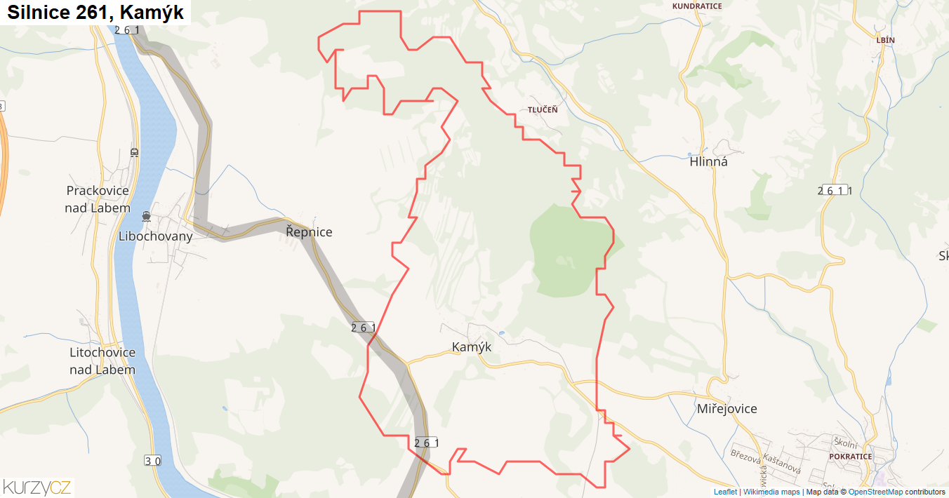 Kamýk, Silnice 261 - Mapa