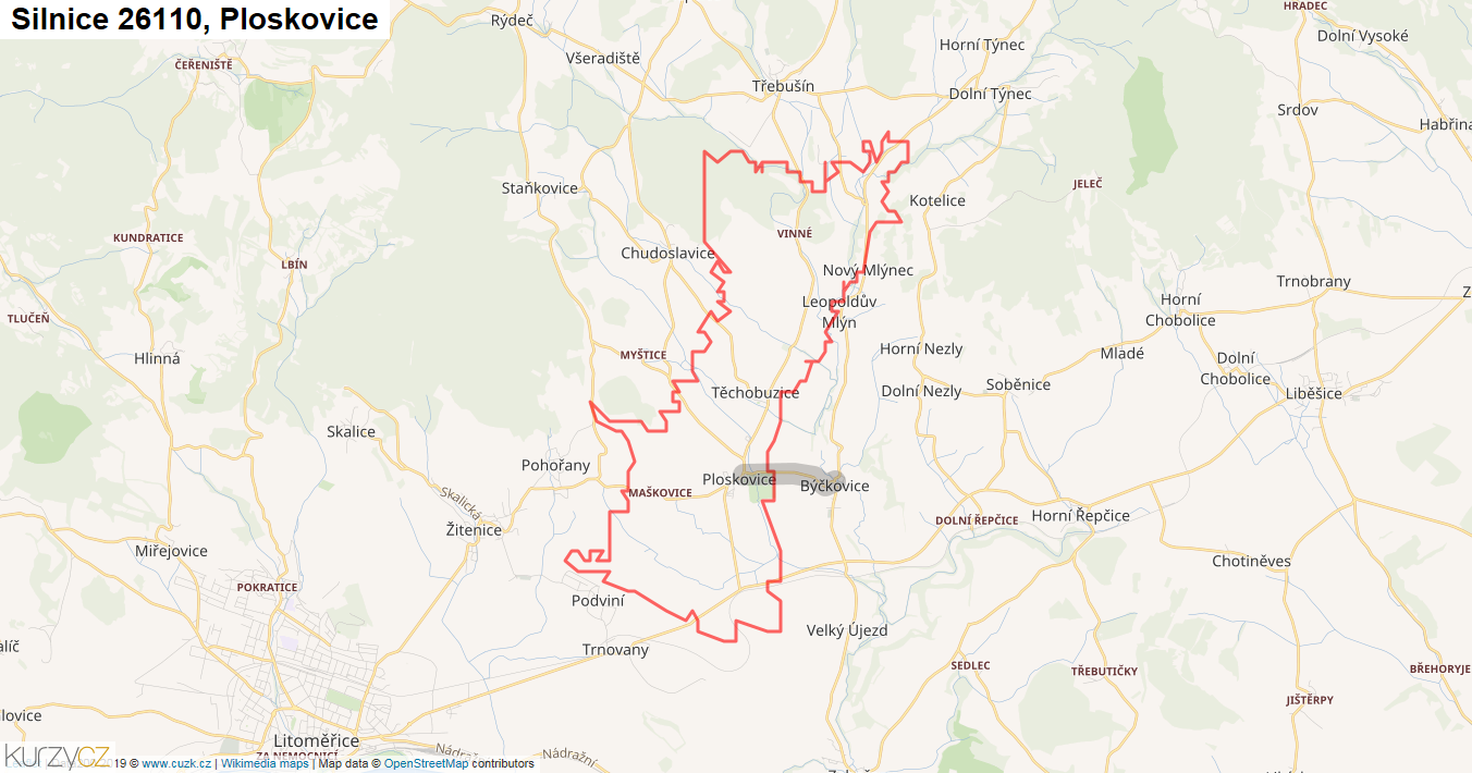 Ploskovice, Silnice 26110 - Mapa