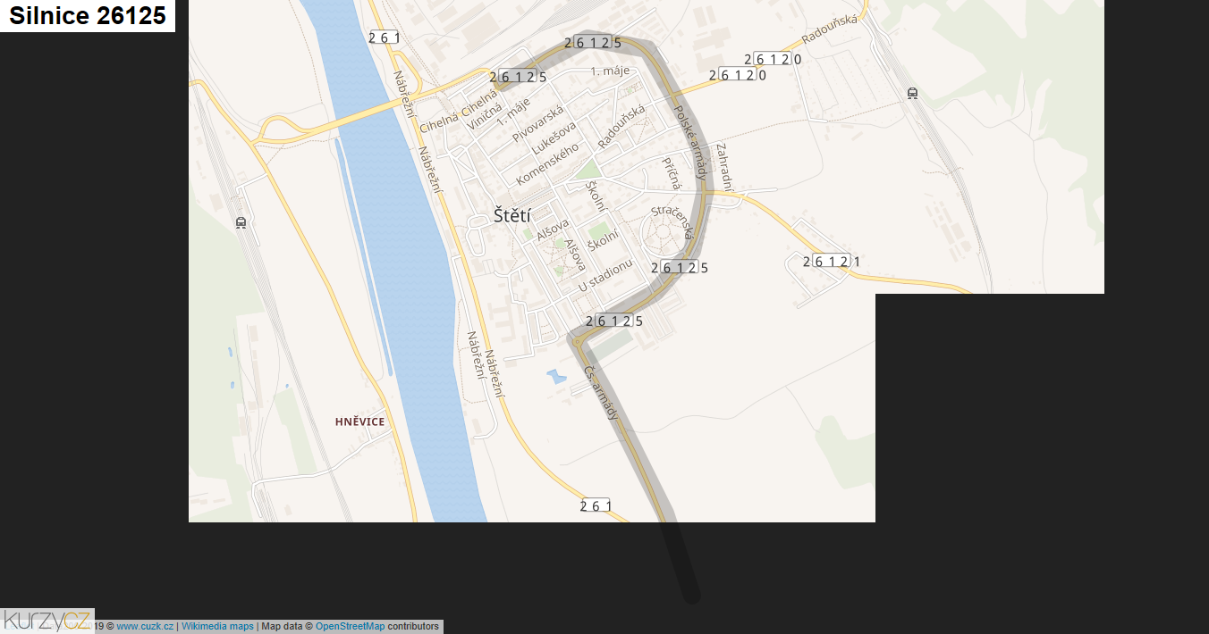 Silnice 26125 - mapa Silnice 26125