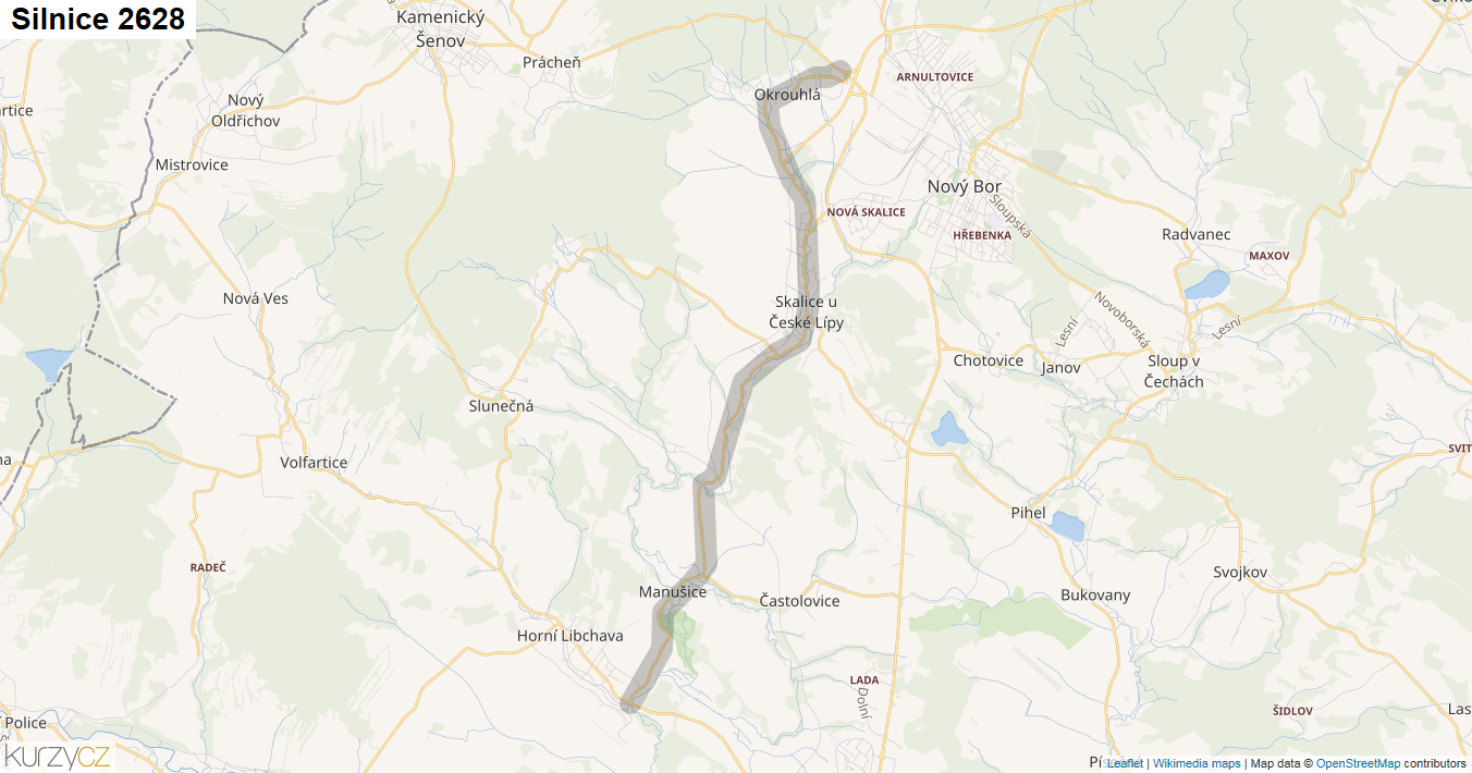 Silnice 2628 - mapa Silnice 2628
