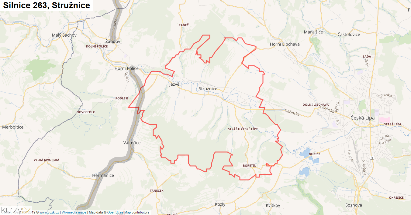 Stružnice, Silnice 263 - Mapa