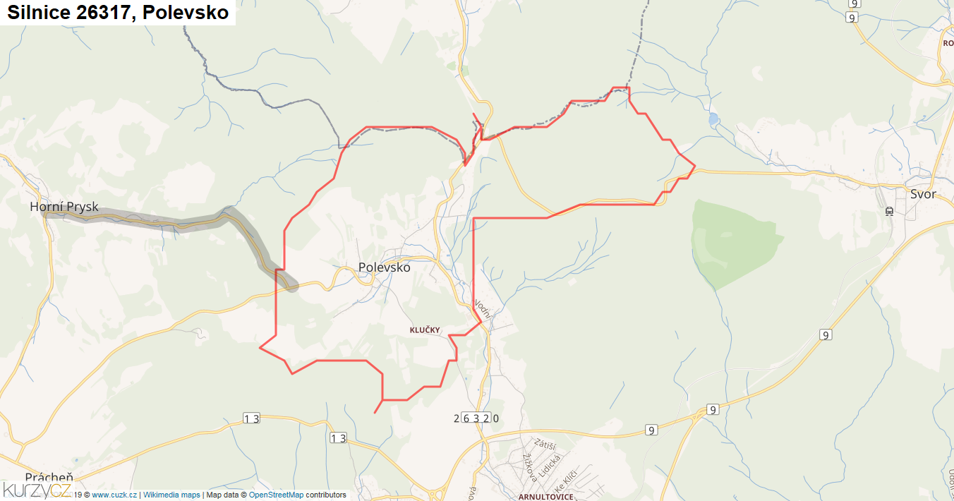 Polevsko, Silnice 26317 - Mapa