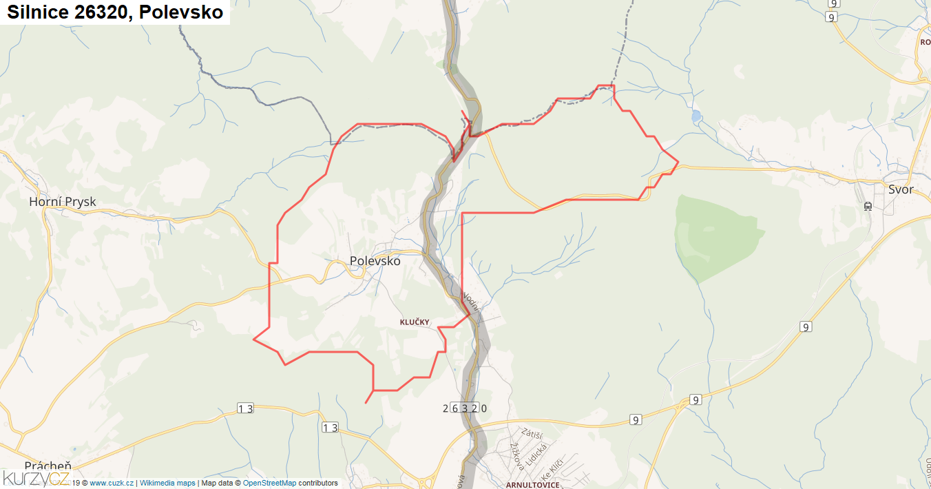 Polevsko, Silnice 26320 - Mapa