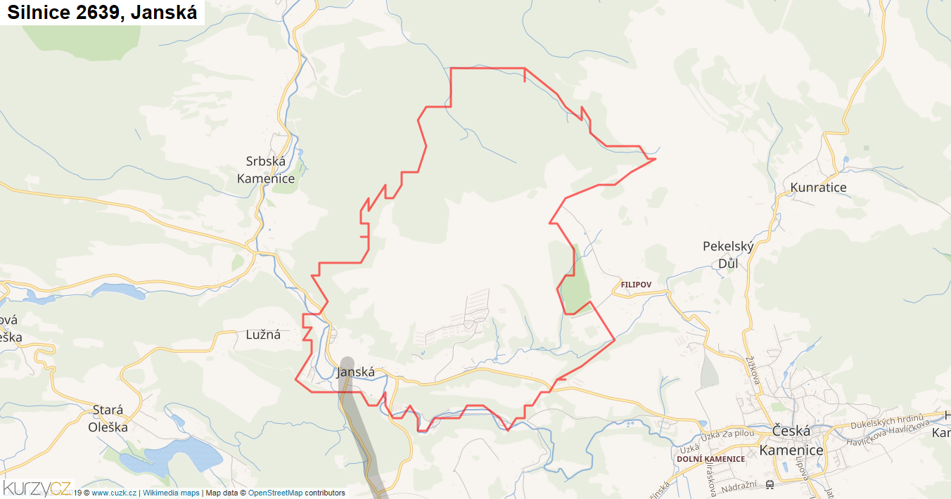 Janská, Silnice 2639 - Mapa