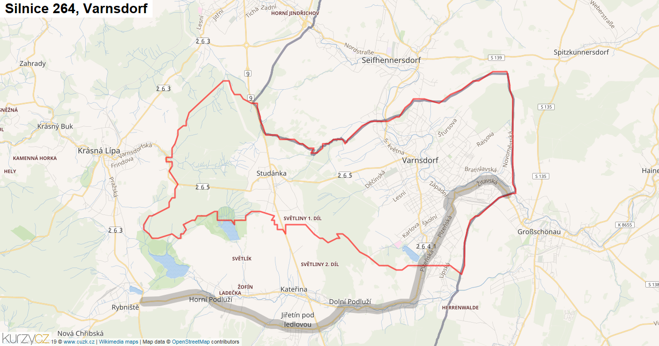 Varnsdorf, Silnice 264 - Mapa