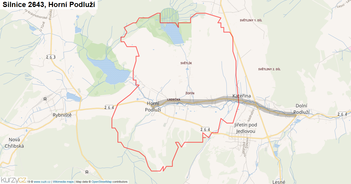 Horní Podluží, Silnice 2643 - Mapa