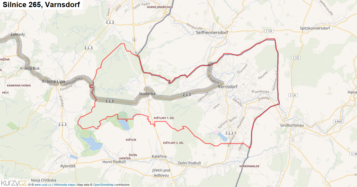 Varnsdorf, Silnice 265 - Mapa