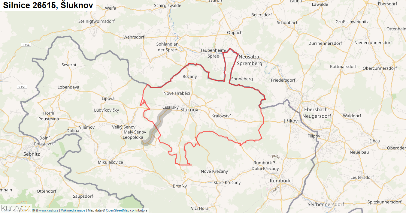 Šluknov, Silnice 26515 - Mapa