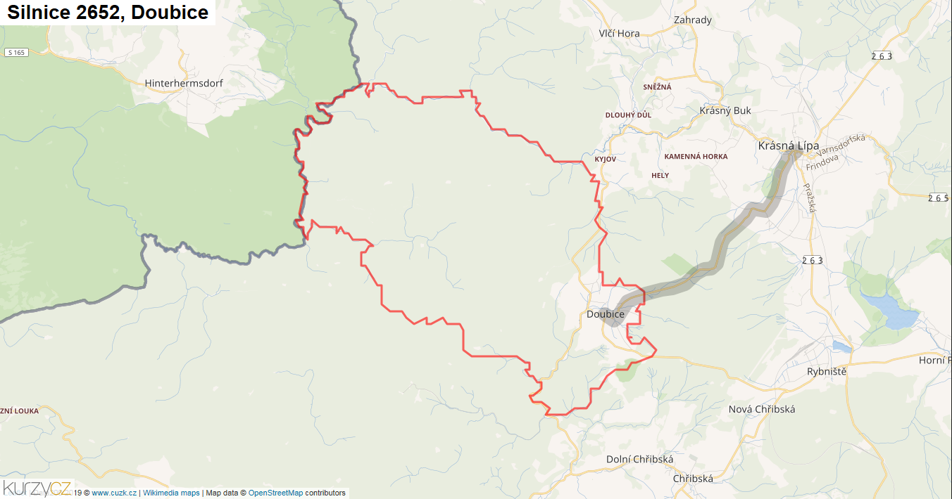 Doubice, Silnice 2652 - Mapa