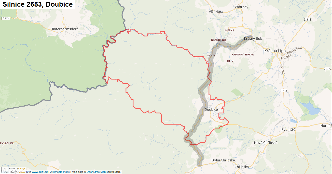 Doubice, Silnice 2653 - Mapa