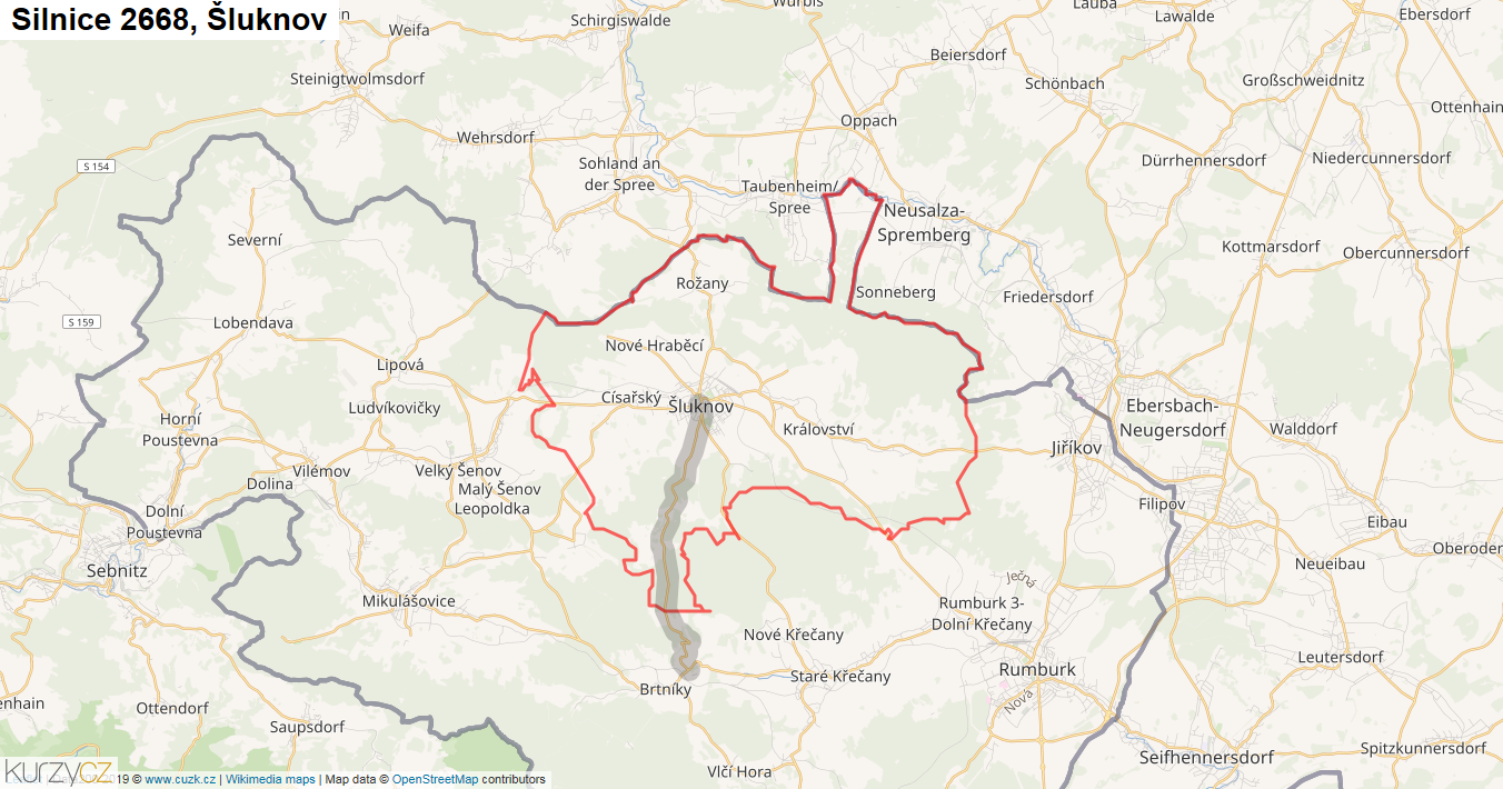 Šluknov, Silnice 2668 - Mapa