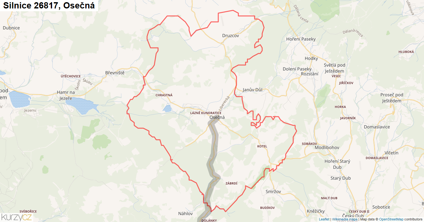 Osečná, Silnice 26817 - Mapa