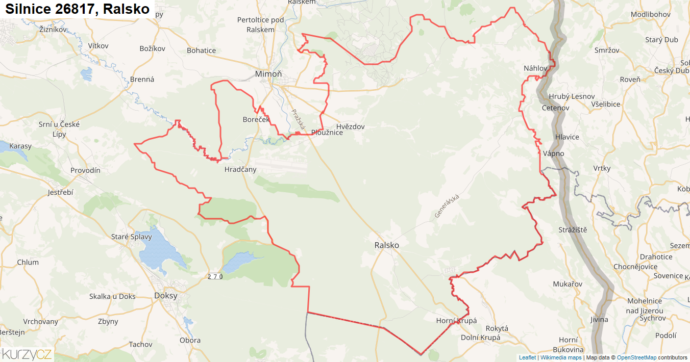 Ralsko, Silnice 26817 - Mapa