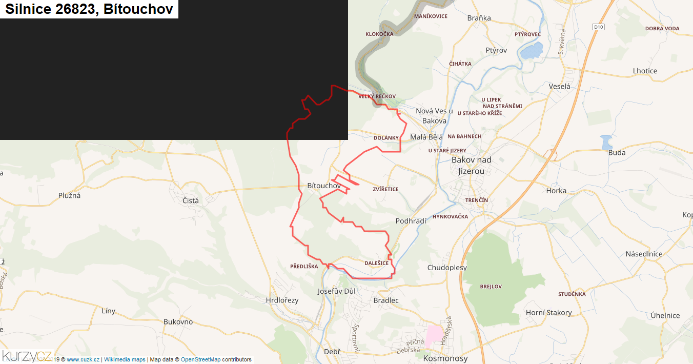 Bítouchov, Silnice 26823 - Mapa