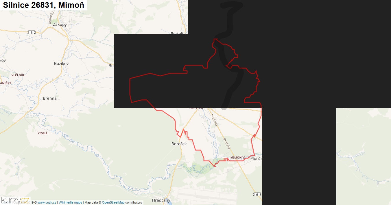 Mimoň, Silnice 26831 - Mapa