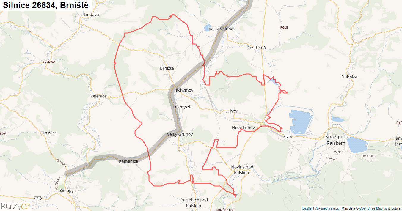 Brniště, Silnice 26834 - Mapa