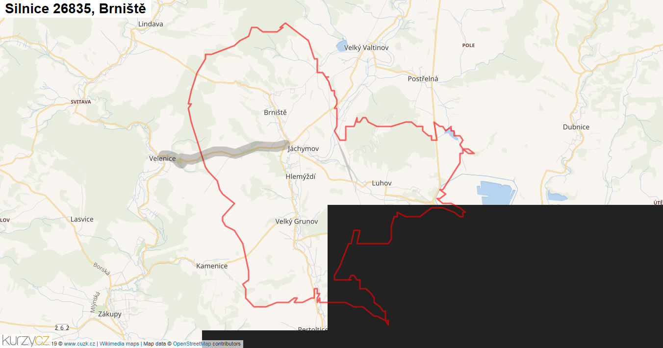 Brniště, Silnice 26835 - Mapa