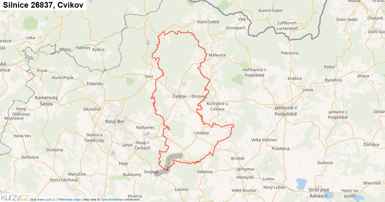 Cvikov, Silnice 26837 - Mapa