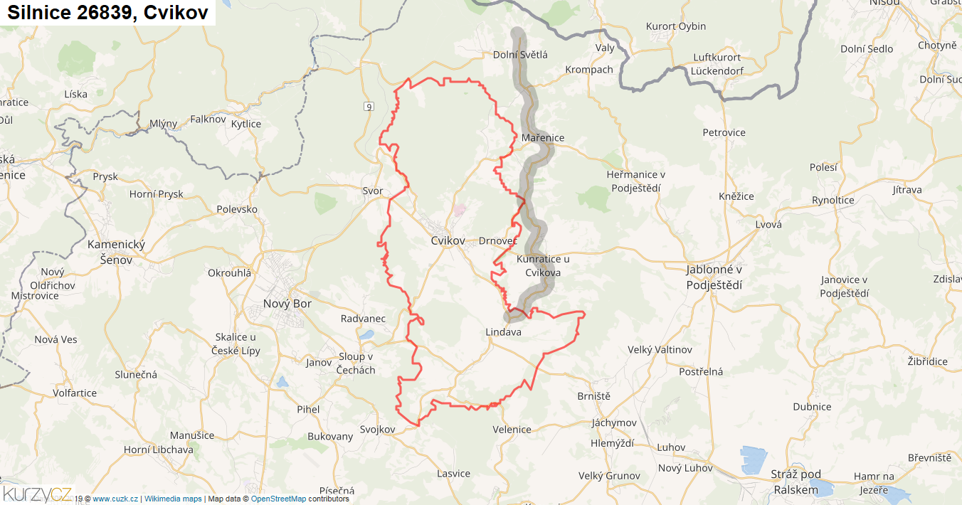 Cvikov, Silnice 26839 - Mapa