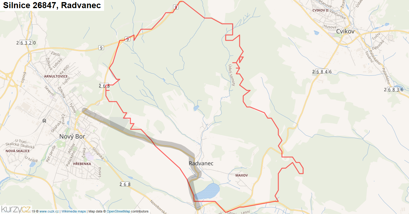 Radvanec, Silnice 26847 - Mapa
