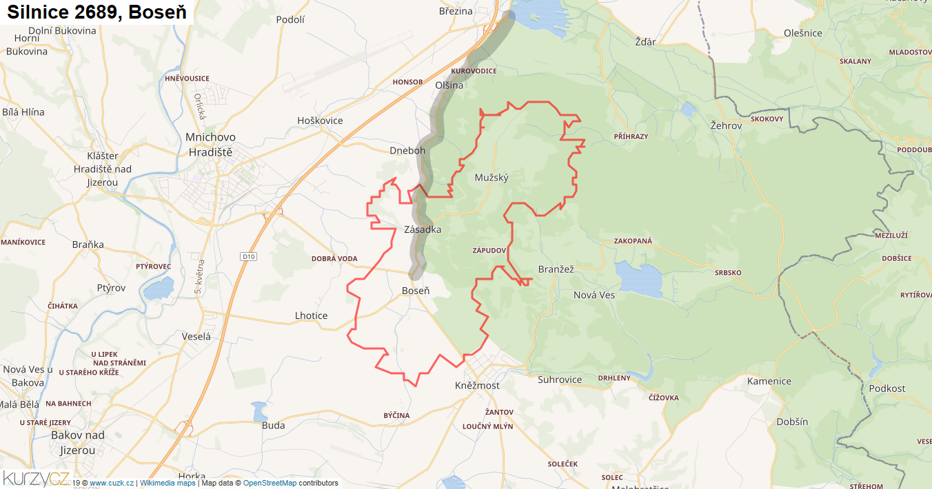 Boseň, Silnice 2689 - Mapa