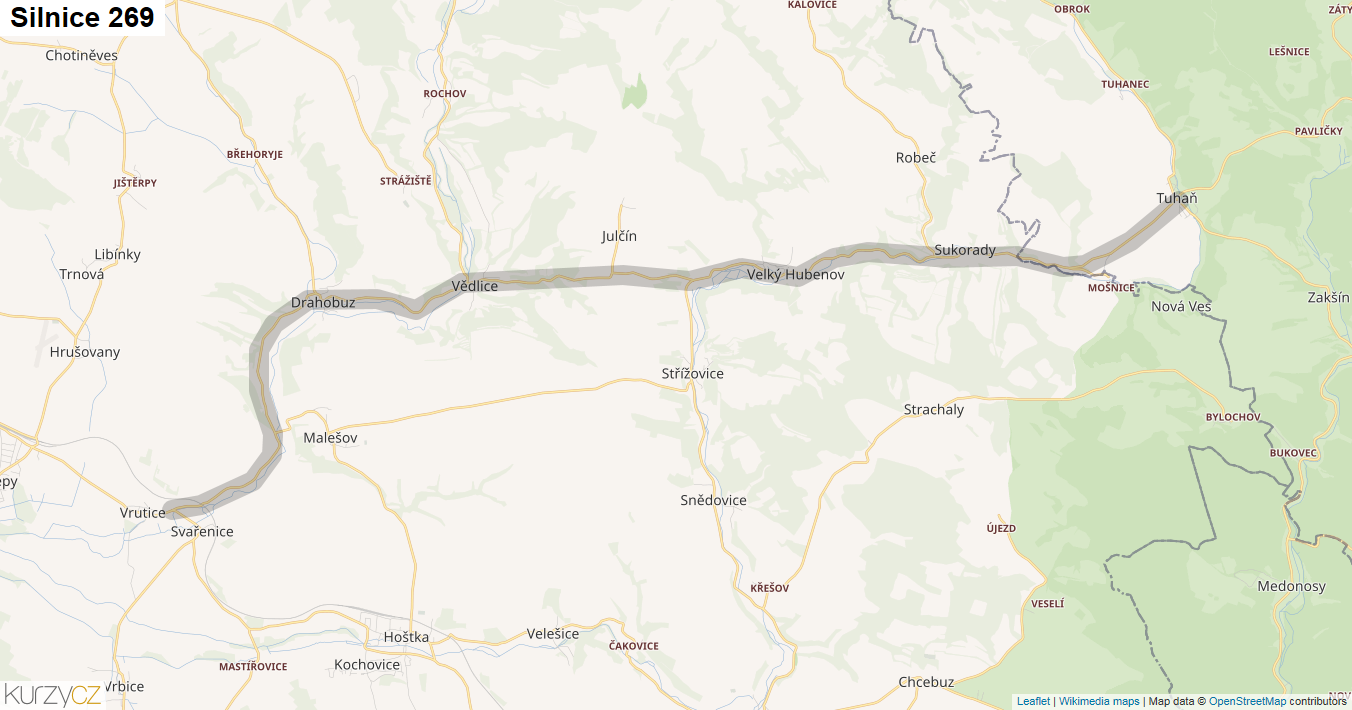 Silnice 269 - mapa Silnice 269