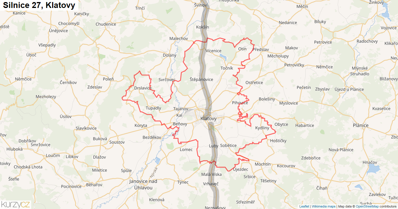 Klatovy, Silnice 27 - Mapa
