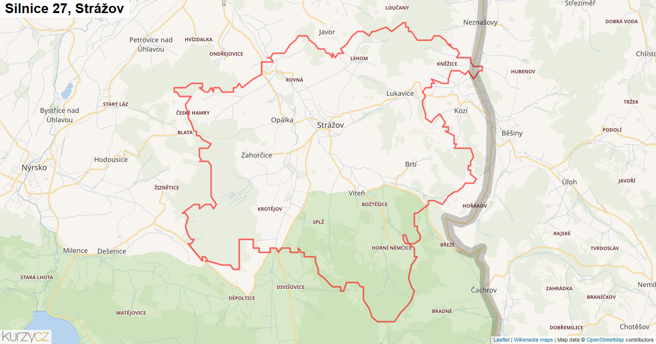 Strážov, Silnice 27 - Mapa