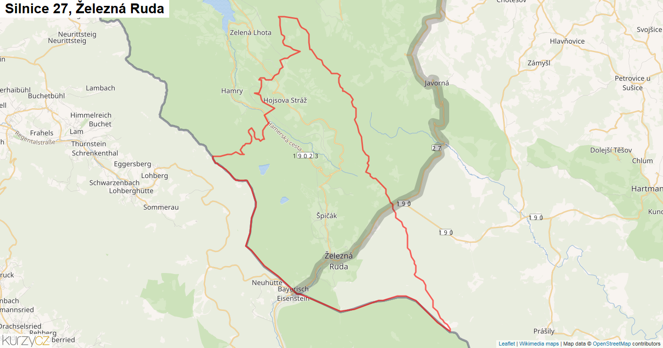 Železná Ruda, Silnice 27 - Mapa