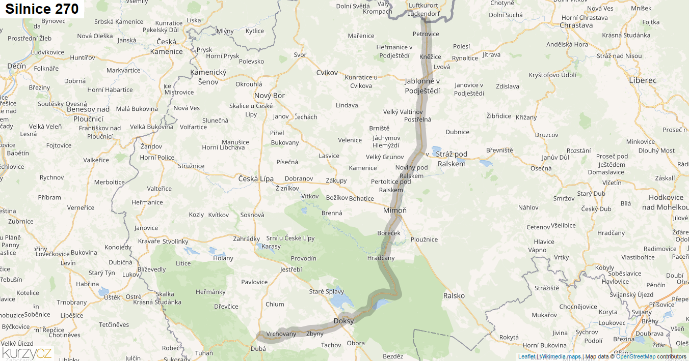 Silnice 270 - mapa Silnice 270