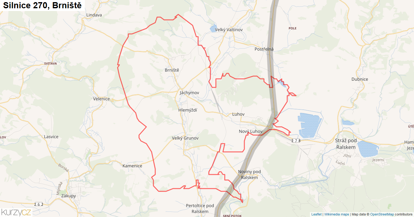 Brniště, Silnice 270 - Mapa