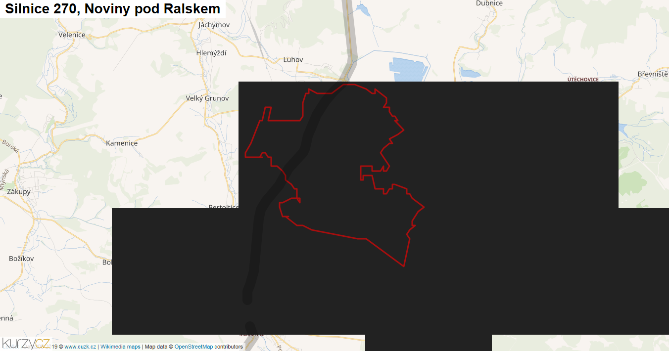 Noviny pod Ralskem, Silnice 270 - Mapa