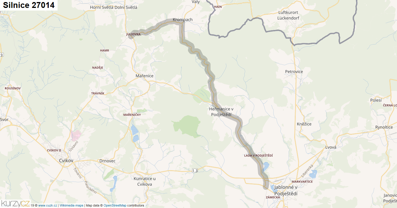 Silnice 27014 - mapa Silnice 27014
