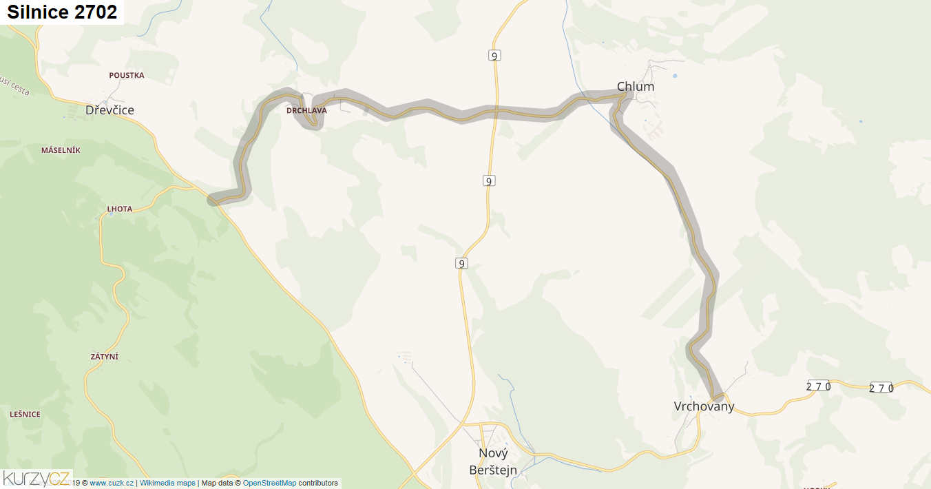 Silnice 2702 - mapa Silnice 2702