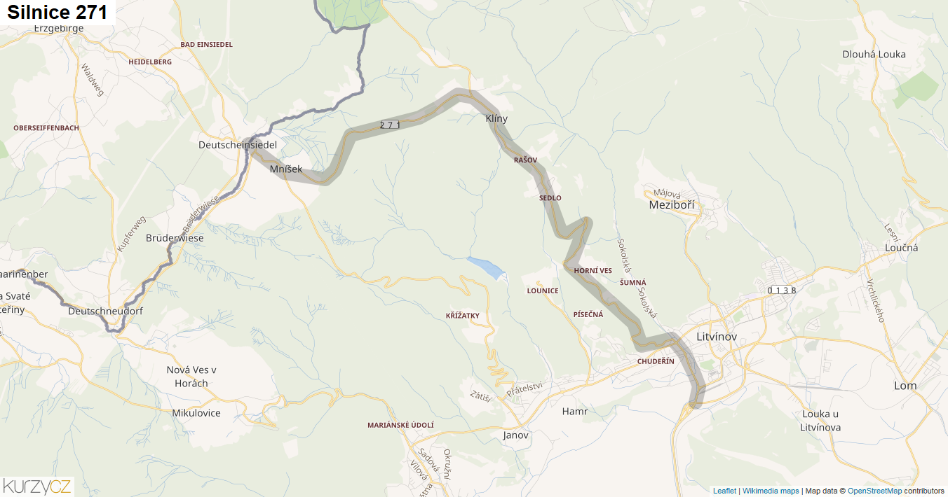 Silnice 271 - mapa Silnice 271