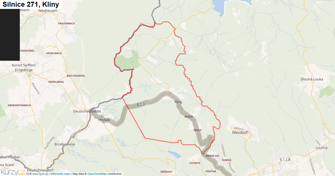 Klíny, Silnice 271 - Mapa