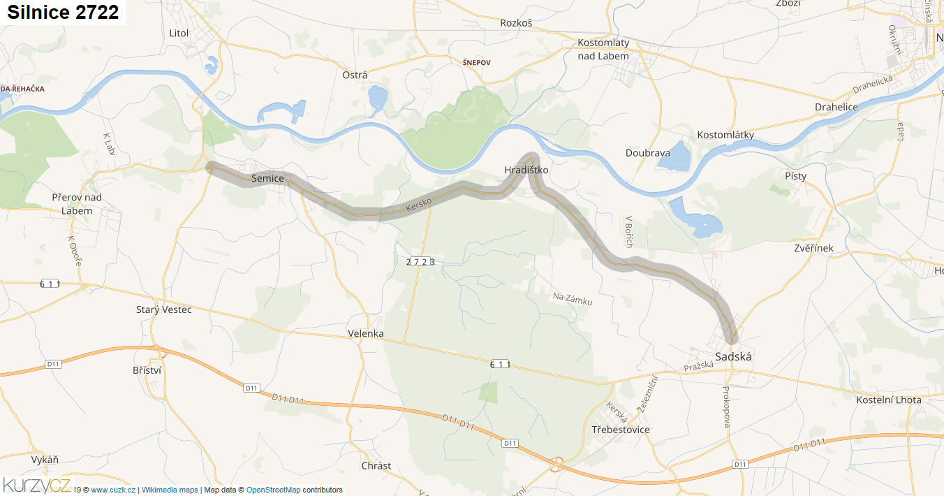 Silnice 2722 - mapa Silnice 2722