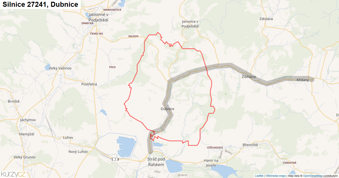 Dubnice, Silnice 27241 - Mapa