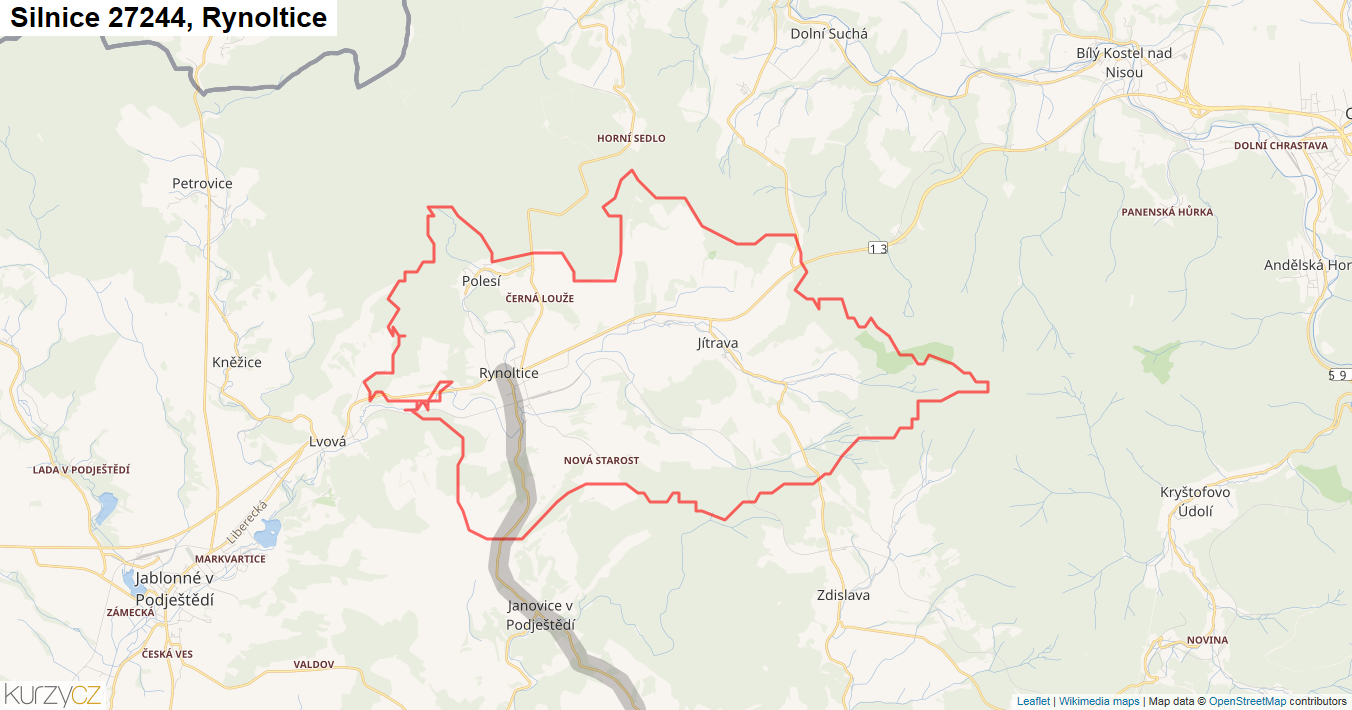 Rynoltice, Silnice 27244 - Mapa