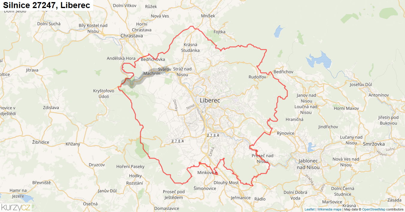 Liberec, Silnice 27247 - Mapa