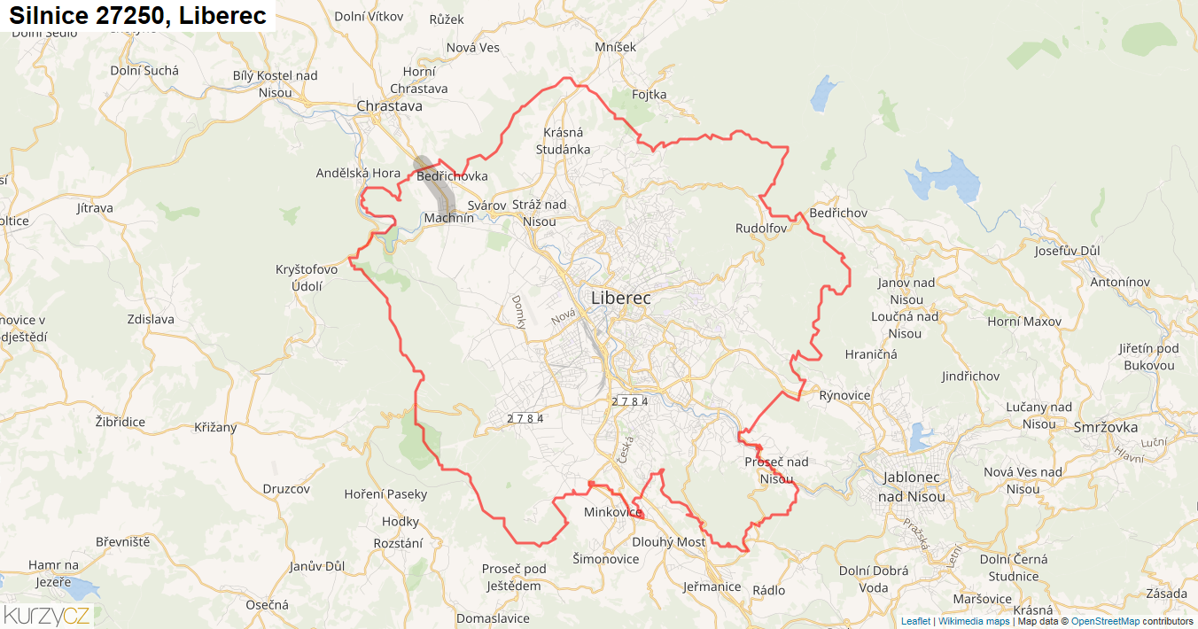 Liberec, Silnice 27250 - Mapa