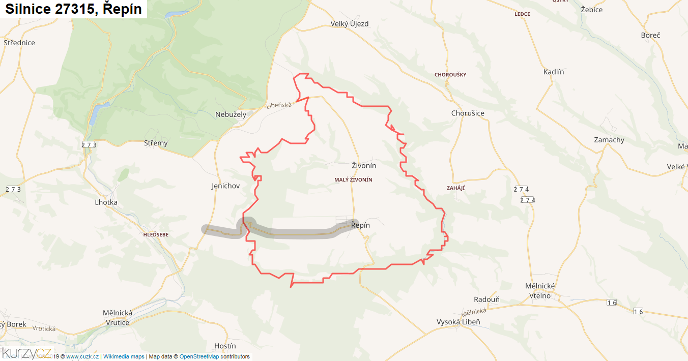 Řepín, Silnice 27315 - Mapa