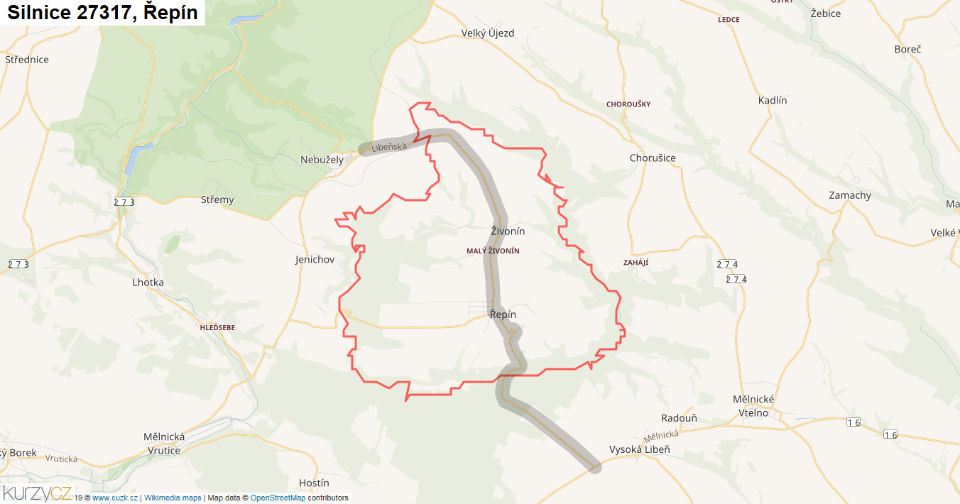 Řepín, Silnice 27317 - Mapa
