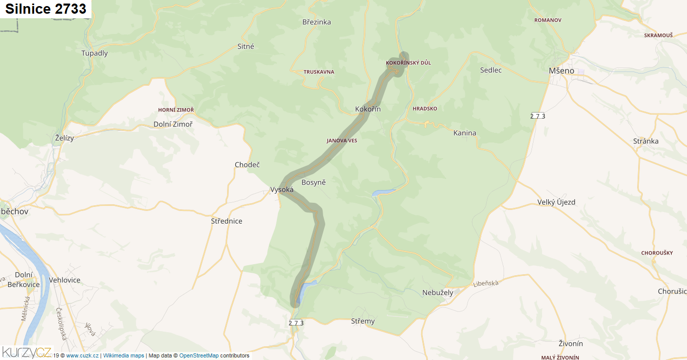 Silnice 2733 - mapa Silnice 2733