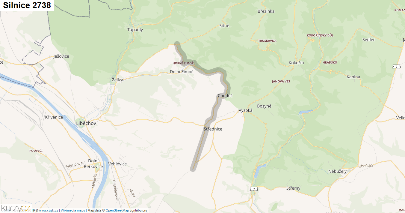 Silnice 2738 - mapa Silnice 2738